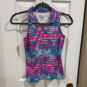 Slazenger Striped Sleeveless Polo Shirt size medium